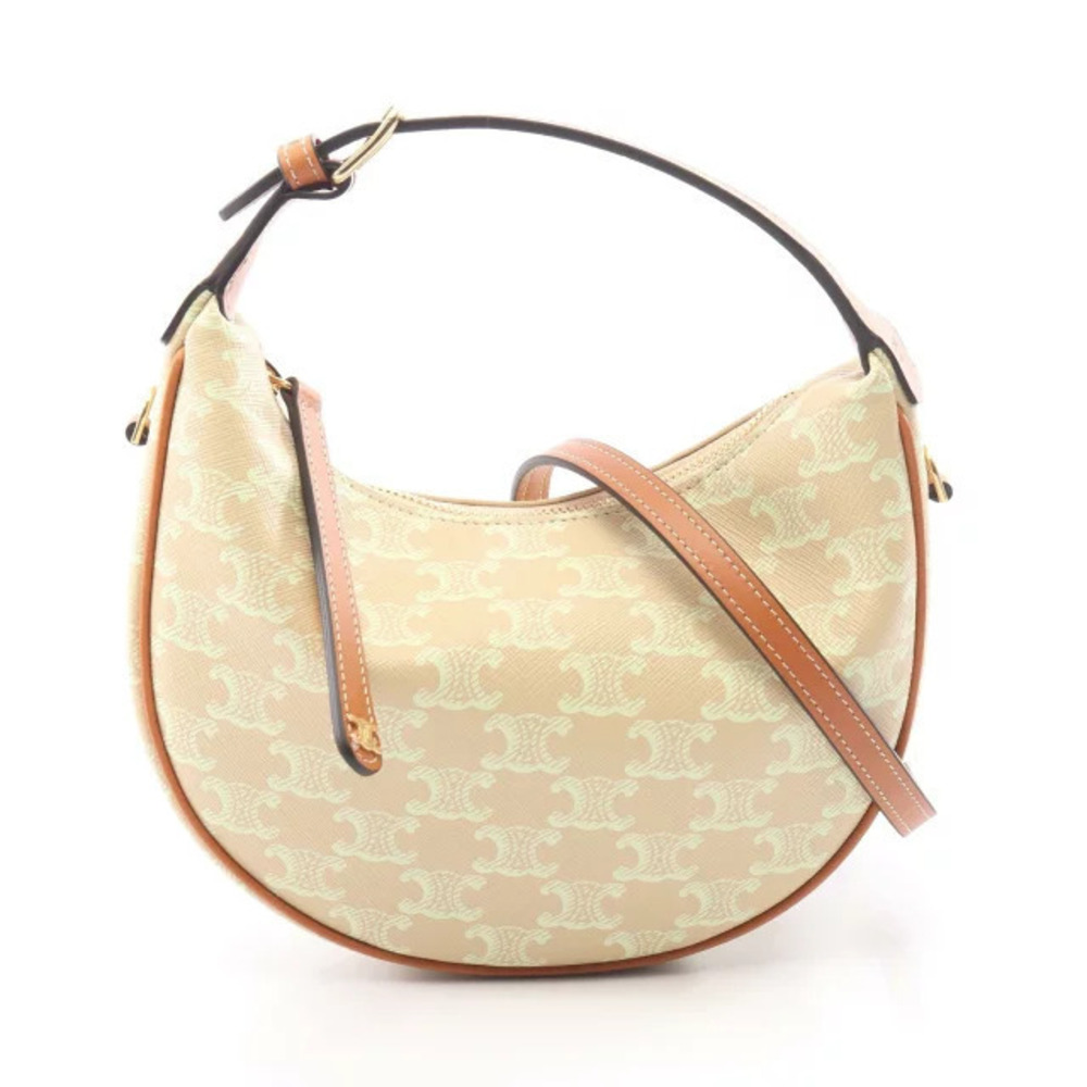 Celine Teen Lulu Handbag Canvas Leather Beige Tan Brown